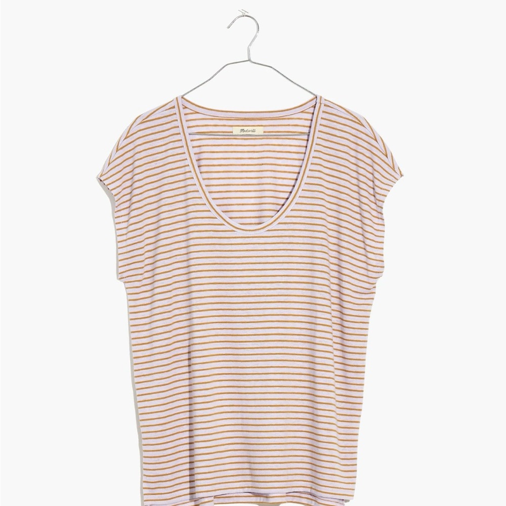 Madewell NWT Linen Blend U-Scoop tee in lavender XL